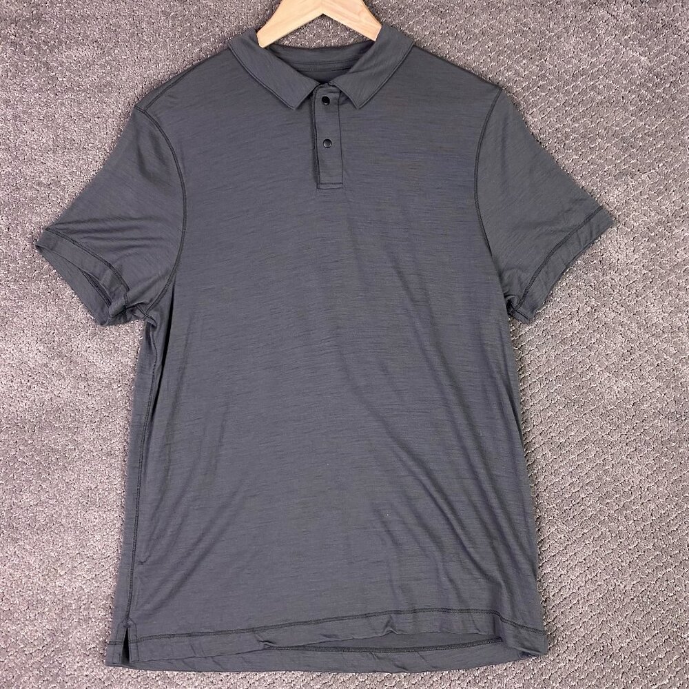 Proof 72 Hour Merino Wool Polo Shirt Men's Medium Gray Short Sleeve